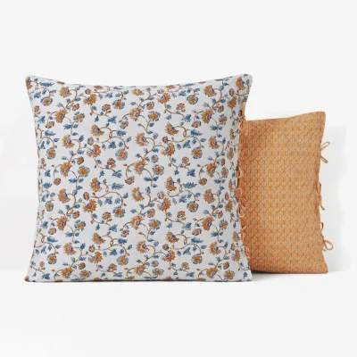 La Redoute Indian Flower Floral 100% Washed Cotton Pillowcase