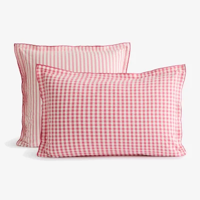 La Redoute Cottage Raspberry Cotton Seersucker Pillowcase