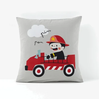 La Redoute Pinpon Fireman 100% Cotton Pillowcase