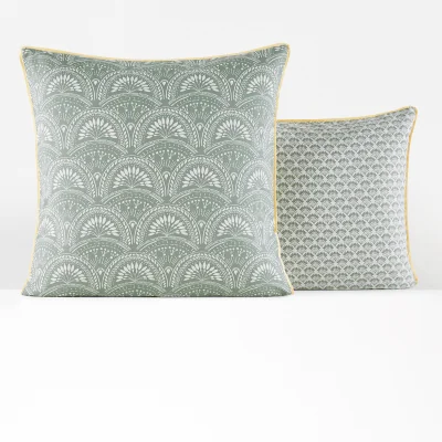 La Redoute Jaipur Green Fan 100% Washed Cotton Pillowcase