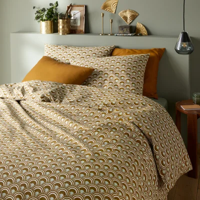 La Redoute Caletta Palmette 100% Cotton Bed Set with Rectangular Pillowcase