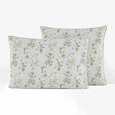 La Redoute Belloy Floral 100% Cotton Percale 200 Thread Count Pillowcase