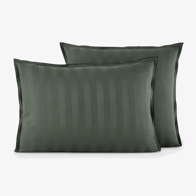 La Redoute Victor Striped Washed Cotton Satin 300 Thread Count Pillowcase