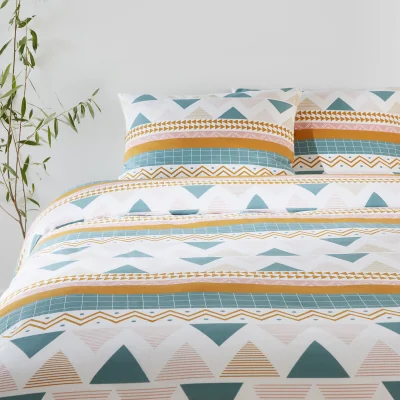 La Redoute Rise Grahic 100% Cotton Bed Set with Rectangular Pillowcase