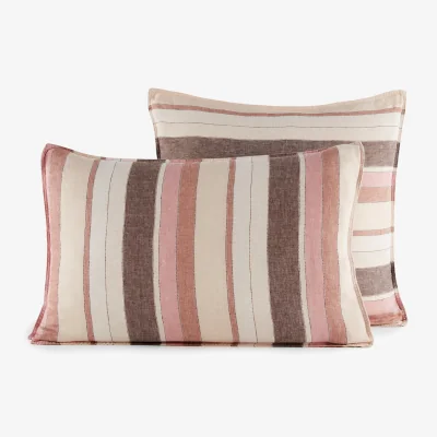 La Redoute Calla Striped Dyed Woven 100% Washed Linen Pillowcase