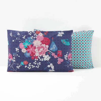 La Redoute Miss Shanghai Oriental Floral 100% Cotton Pillowcase