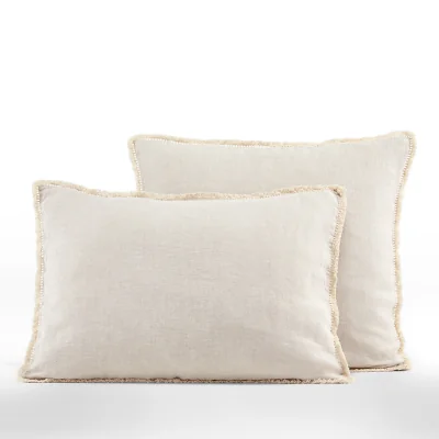 La Redoute Franja Fringed Washed Linen Blend Pillowcase