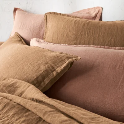 La Redoute Linot Plain 100% Washed Linen Pillowcase