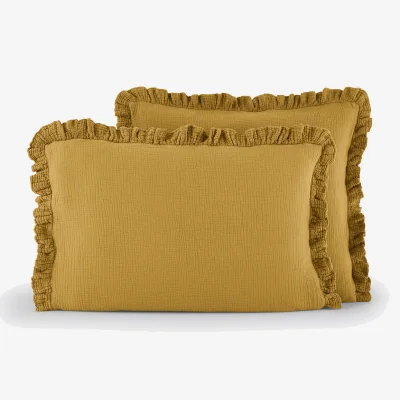 La Redoute Kumla Plain Cotton Muslin Ruffled Pillowcase