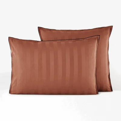 La Redoute Victor Striped 100% Washed Cotton Satin 300 Thread Count Pillowcase