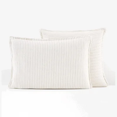 La Redoute Linot Striped 100% Washed Linen Pillowcase