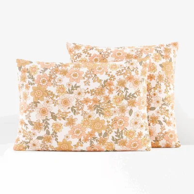 La Redoute Rosemary Floral Cotton and Washed Linen Pillowcase