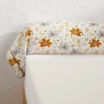 La Redoute Lizzie Floral 100% Cotton Satin 200 Thread Count Bolster Pillowcase