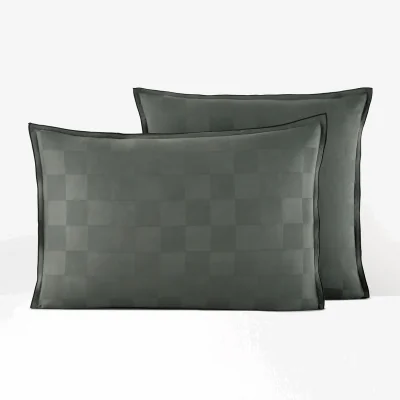 La Redoute Victor Checkerboard 100% Washed Cotton Satin 300 Thread Count Pillowcase