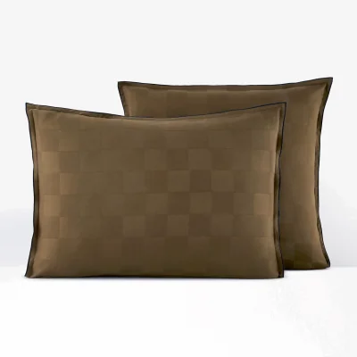 La Redoute Victor Checkerboard 100% Washed Cotton Satin 300 Thread Count Pillowcase