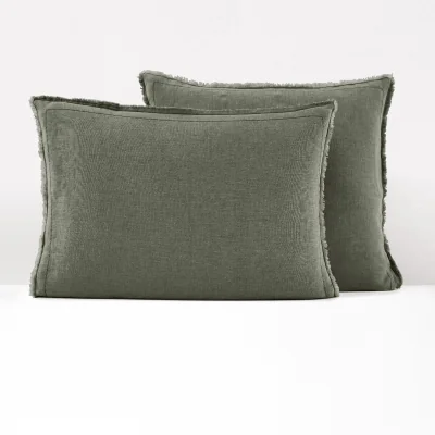 La Redoute Linot Fringed 100% Washed Linen Pillowcase
