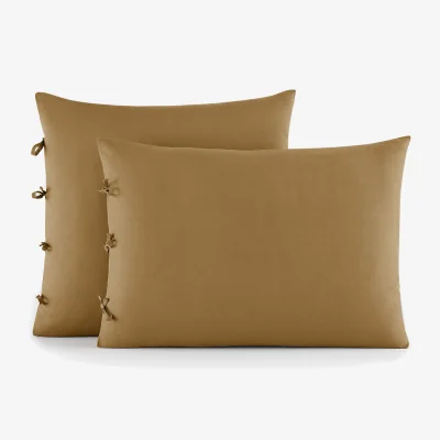 La Redoute Scenario Plain Cotton Pillowcase with Tie Fastening