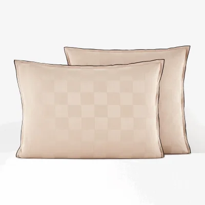 La Redoute Victor Checkerboard 100% Washed Cotton Satin 300 Thread Count Pillowcase