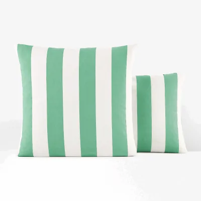 La Redoute Hendaye Green Striped 100% Cotton Pillowcase