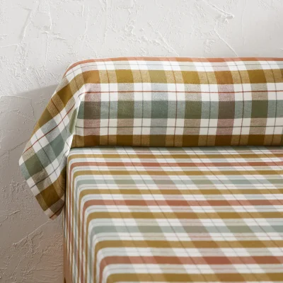 La Redoute Molgan Tartan 100% Cotton Flannel Bolster Pillowcase