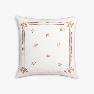 La Redoute Yvonne Embroidered Floral 100% Cotton Square Pillowcase