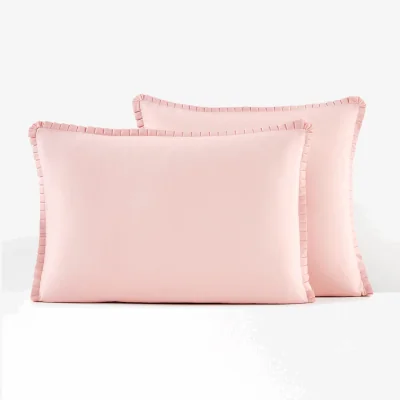 La Redoute Ruffle Trim 100% Cotton Percale 200 Thread Count Pillowcase