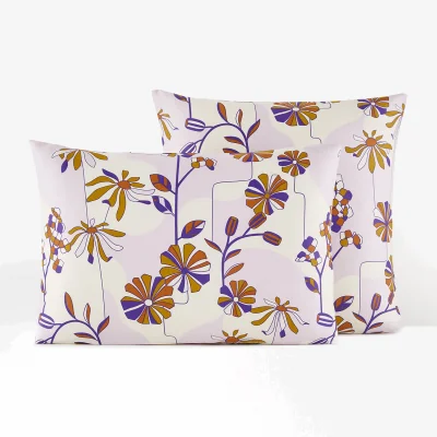La Redoute Côme Floral 100% Cotton Satin 300 Thread Count Pillowcase