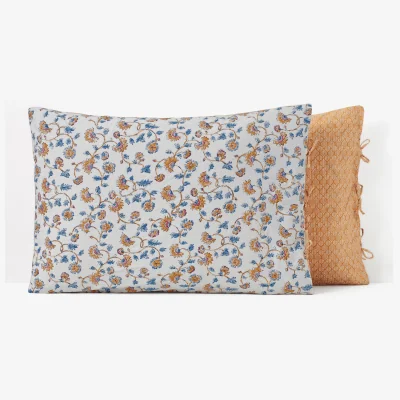 La Redoute Indian Flower Floral 100% Washed Cotton Pillowcase