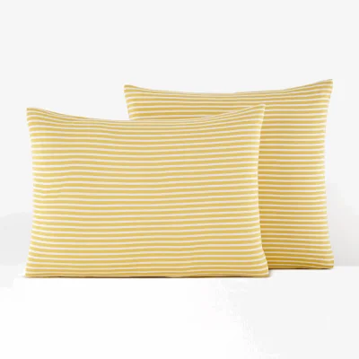 La Redoute Dolsi Yellow Striped Cotton/Modal Jersey Pillowcase
