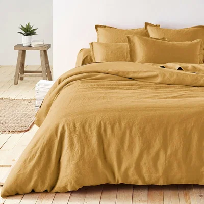 La Redoute Plain Washed Linen Pillow or Bolster Cover