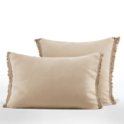 La Redoute Kyra Plain Detailed Edging 100% Washed Hemp Pillowcase