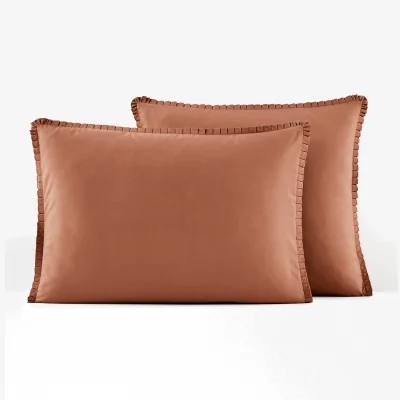 La Redoute Ruffle Trim 100% Cotton Percale 200 Thread Count Pillowcase