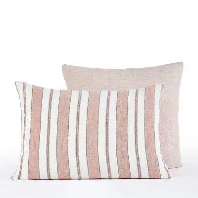 La Redoute Ilona Striped Dyed Woven 100% Washed Linen Pillowcase