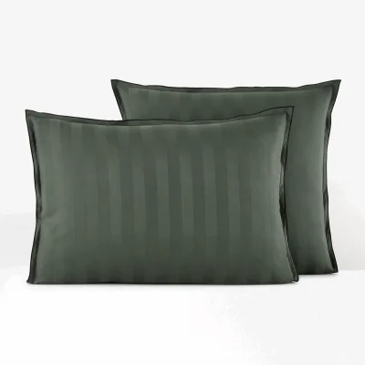 La Redoute Victor Striped 100% Washed Cotton Satin 300 Thread Count Pillowcase