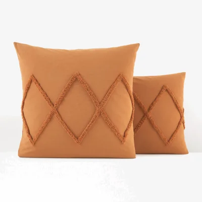 La Redoute Assa Caramel Tufted Cotton Pillowcase