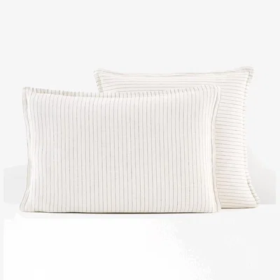 La Redoute Linot Striped 100% Washed Linen Pillowcase