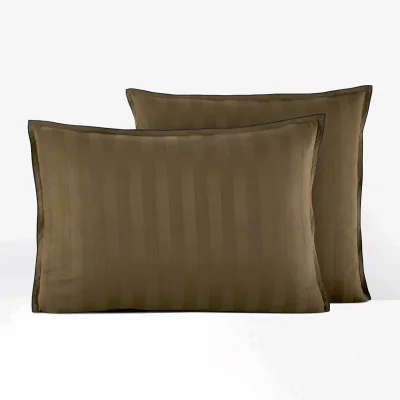 La Redoute Victor Striped 100% Washed Cotton Satin 300 Thread Count Pillowcase