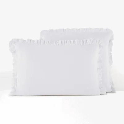 La Redoute Kumla Plain Ruffle 100% Cotton Muslin Pillowcase