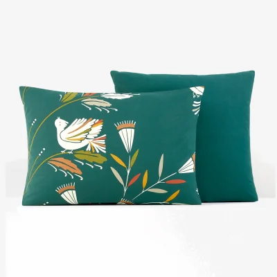 La Redoute Ichita Graphic Floral 100% Cotton Percale 200 Thread Count Pillowcase