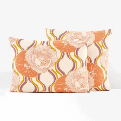 La Redoute Disco Geometric Floral 100% Cotton Pillowcase