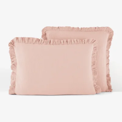 La Redoute Kumla Plain Ruffle 100% Cotton Muslin Pillowcase