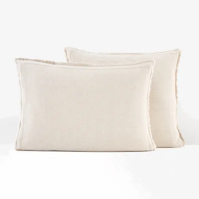 La Redoute Linot Fringed 100% Washed Linen Pillowcase