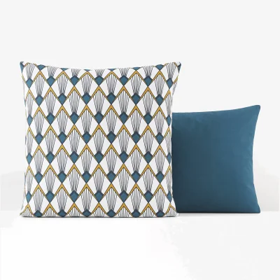 La Redoute Elisa Blue Art Deco 100% Cotton Percale 180 Thread Count Pillowcase