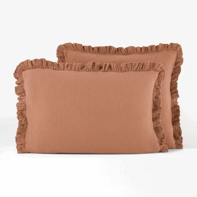 La Redoute Kumla Plain Ruffle 100% Cotton Muslin Pillowcase
