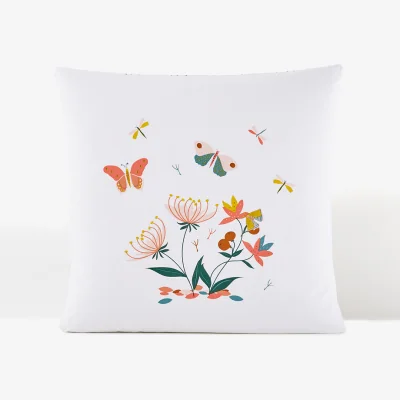 La Redoute Papillon Floral Butterfly 100% Cotton Pillowcase