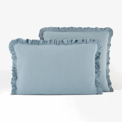 La Redoute Kumla Plain Ruffle 100% Cotton Muslin Pillowcase