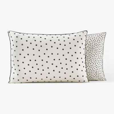 La Redoute Lison Spotted 100% Washed Cotton Pillowcase