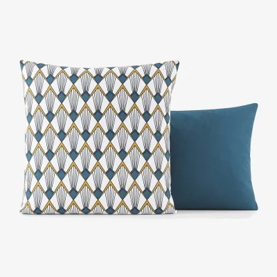 La Redoute Elisa Blue Cotton Percale Pillowcase