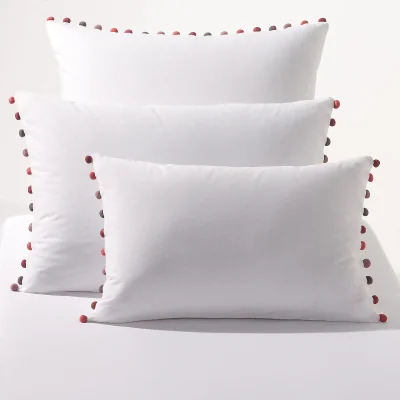 La Redoute Patati PomPom 100% Organic Cotton Percale 500 Thread Count Pillowcase