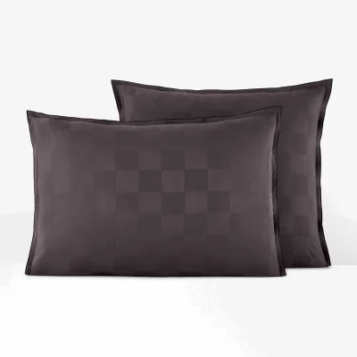 La Redoute Victor Checkerboard 100% Washed Cotton Satin 300 Thread Count Pillowcase